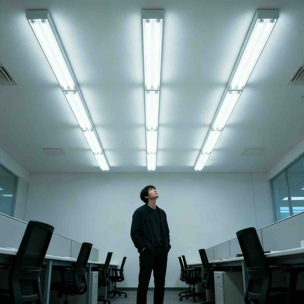 A male, in a lonely office, there are no people