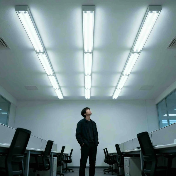 A male, in a lonely office, there are no people