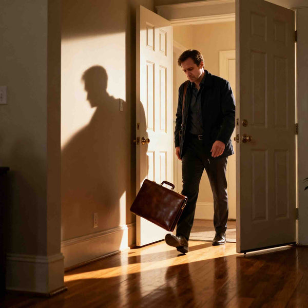 A person arriving from work