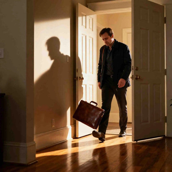 A person arriving from work