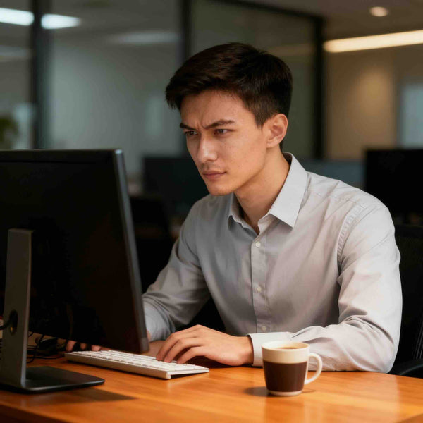 A male Googling the stages of burnout